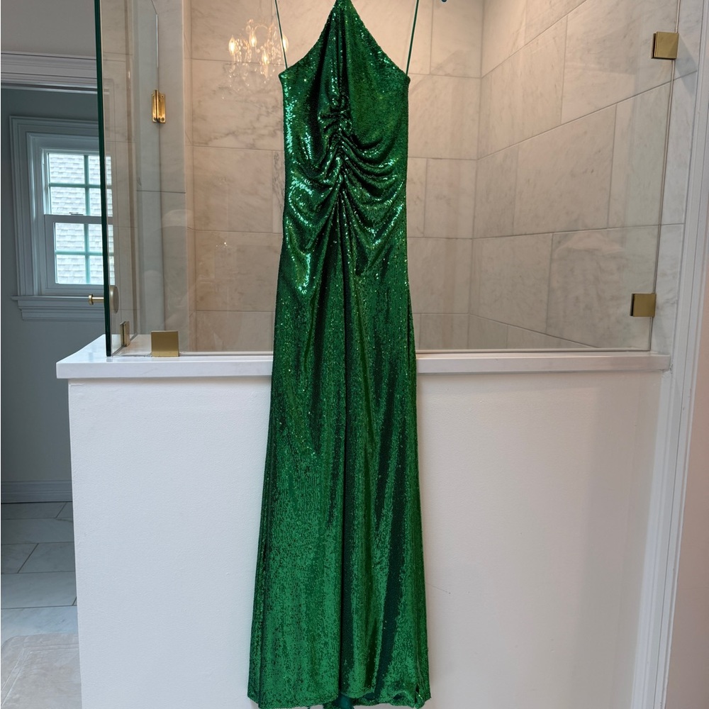 Halston Elegant Green Sequin Dress